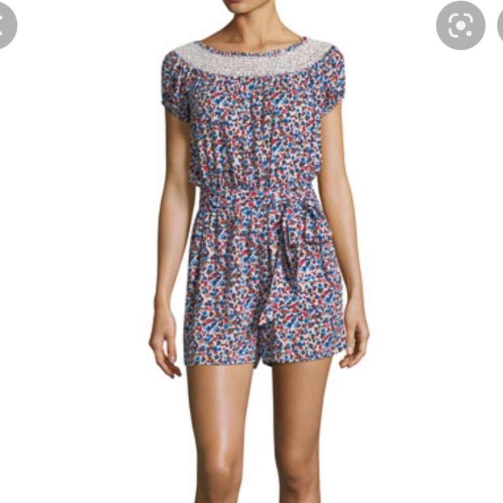 Tory Burch Wildflower Off the Shoulder Floral Print Playsuit Size Medium EUC